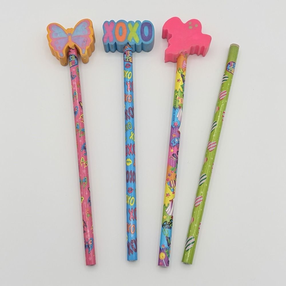Vintage Lisa Frank Easter Pencils With Large Erasers Lot Of 4 Unused
